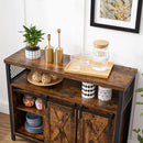 Sideboard, keukenkast, opbergkast, met 2 schuifdeuren, verstelbare legplank, industrieel, voor woonkamer, vintage bruin-zwart LSC092B01