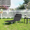 ligstoel, ligstoel, tuinstoel, extra groot, 71 x 200 x 38 cm, belastbaar tot 150 kg, met hoofdsteun en luifel, verstelbare rugleuning, opklapbaar, tuin, zwart GCB22BK