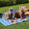 Picknickkleed, 200 x 200 cm, XXL, fleece, wmouwgeïsoleerd, waterdicht met draaggreep, vierkant blauw gestreept