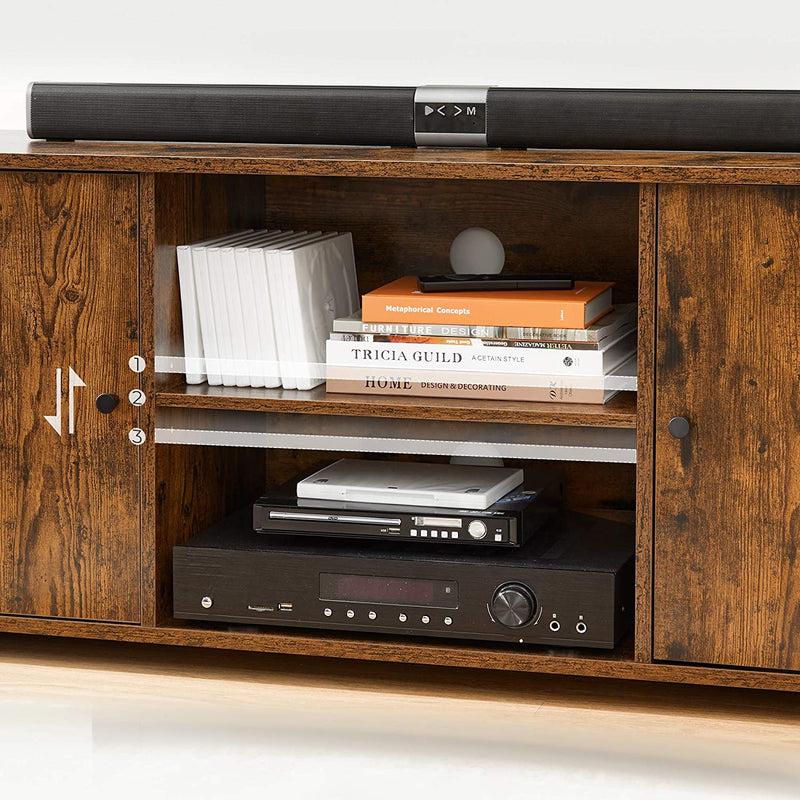 TV-meubel, , met deuren, open vakken, met 2 gaten voor kabels, verstelbare planken, voor TV's tot 50 inch, vintage bruin LTV101X01