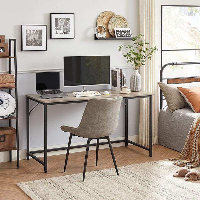 Bureau, computertafel, smalle bureautafel, 140 x 60 x 75 cm, studeerkamer, , grijs-zwart LWD043B02