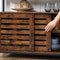 Sideboard, kast met 2 schuifdeuren, opbergkast, voor woonkamer, hal, keuken, eetkamer, stalen frame, industriële stijl, vintage bruin-zwart LSC091B01