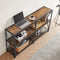 Consoletafel, smalle gangtafel met 3 niveaus, open planken, sofastafel, 140 x 30 x 75 cm, metalen frame, bijzettafel, industrieel design, woonkamer, hal, vintage bruin-zwart LNT071B01