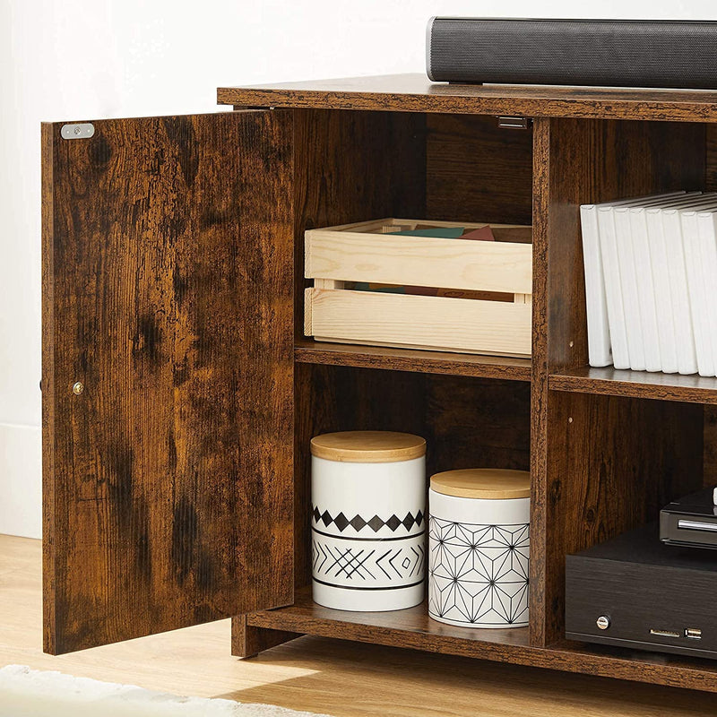 TV-meubel, , met deuren, open vakken, met 2 gaten voor kabels, verstelbare planken, voor TV's tot 50 inch, vintage bruin LTV101X01
