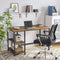 Bureau, computertafel, pc-tafel, bureautafel, met 2 legplanken rechts of links,  bruin-zwart LWD47X