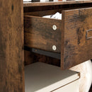 Boekenkast, met 4 niveaus, boekenkast, , met etikethouders en een lade,  67,5 x 30 x 120 cm, vintage bruin