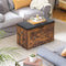 Schoenbank, zitkist, opbergkast, met bekleding, 76 x 40 x 48 cm, landhuisstijl, vintage bruin LHS056X01