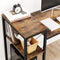 Bureau, computerbureau met legbord, verstelbaar legbord, met zijvak, 130 x 55 x 90 cm, industrieel ontwerp, vintage bruin-zwart LWD088B01