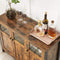 Sideboard, keukenkast, opbergkast, met glazen deuren, voor woonkamer, keuken, eetkamer, stalen frame, industriële stijl, vintage bruin-zwart LSC099B01