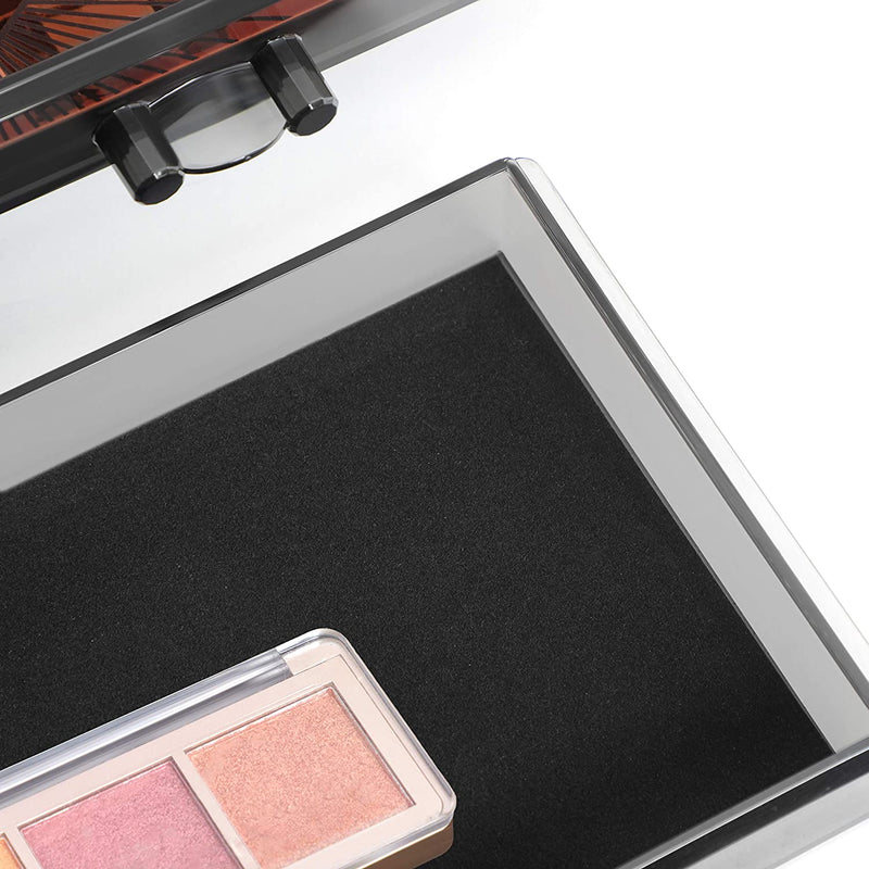 Make-up Organiser, 2-delige set Make-up Box, Cosmetische Organizer met 3 laden en 15 verschillende vakken, voor lippenstiften, borstels, zwart transparant en roségoud JKA002B01