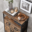Badkamerkast, dressoir, opbergkast, verstelbare plank, stalen frame, voor woonkamer, keuken, industriële stijl, vintage bruin-zwart LSC261B01